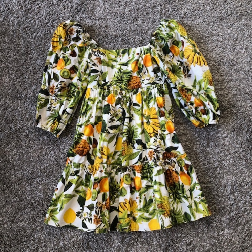 ✨ SALE BEST Cara Cara Sip Sip Mini Dress - Banana Multi Yellow Green Floral - Picture 5 of 8